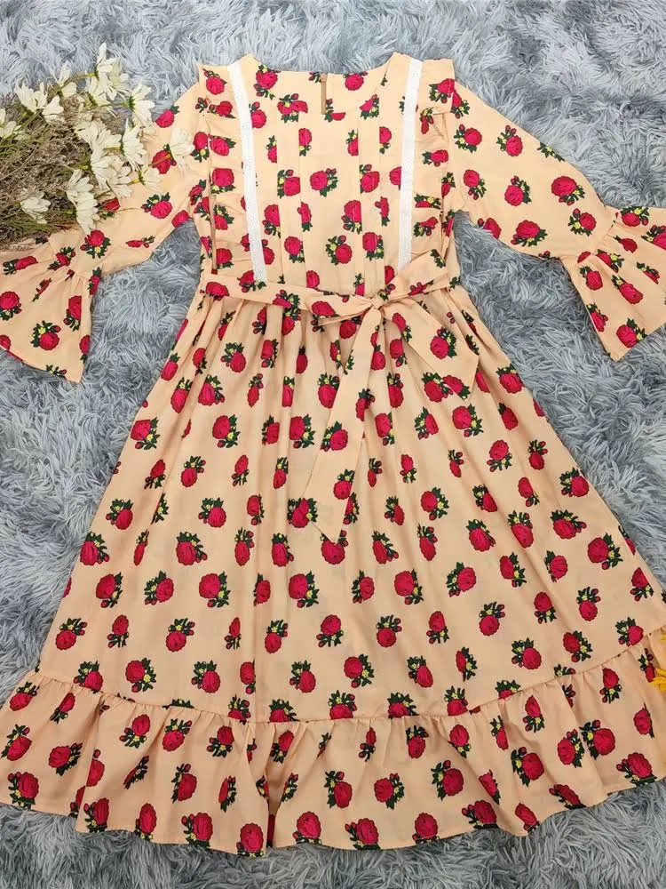 Ramadan Eid Girls Dress Kaftans Kids Abaya Dubai Arabic Turkey Islam Pakistan Muslim Dress Abayas S4826160