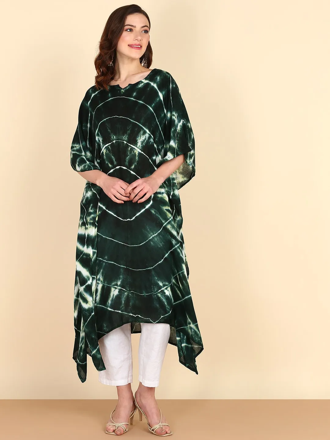 Rayon Tie Dye Multicolour Kaftan kurta