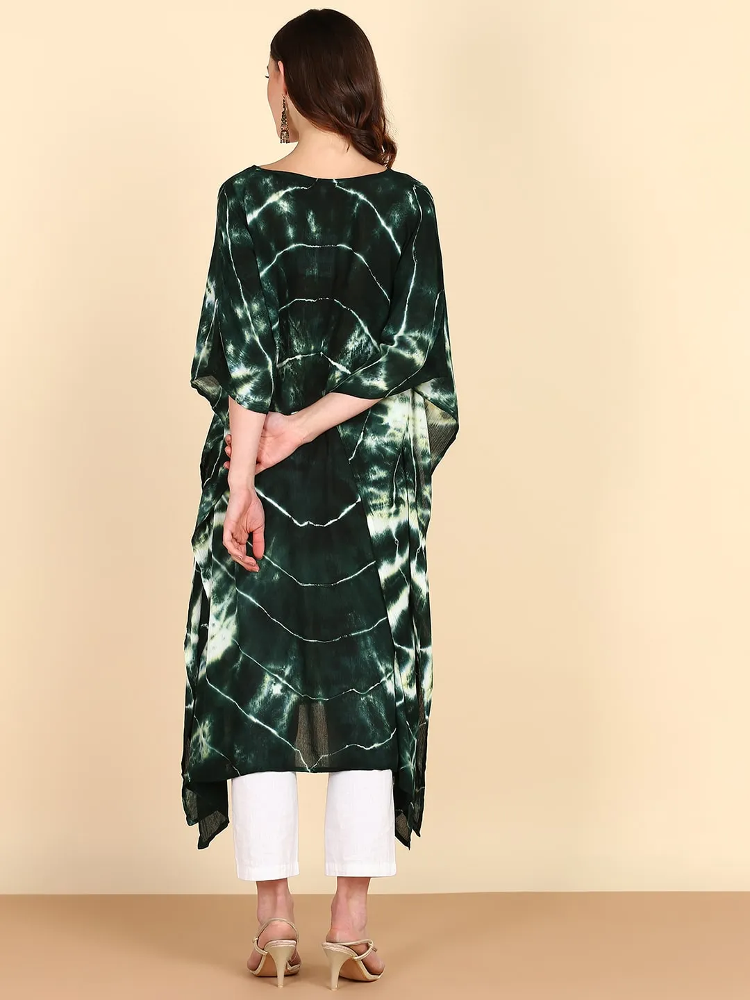 Rayon Tie Dye Multicolour Kaftan kurta