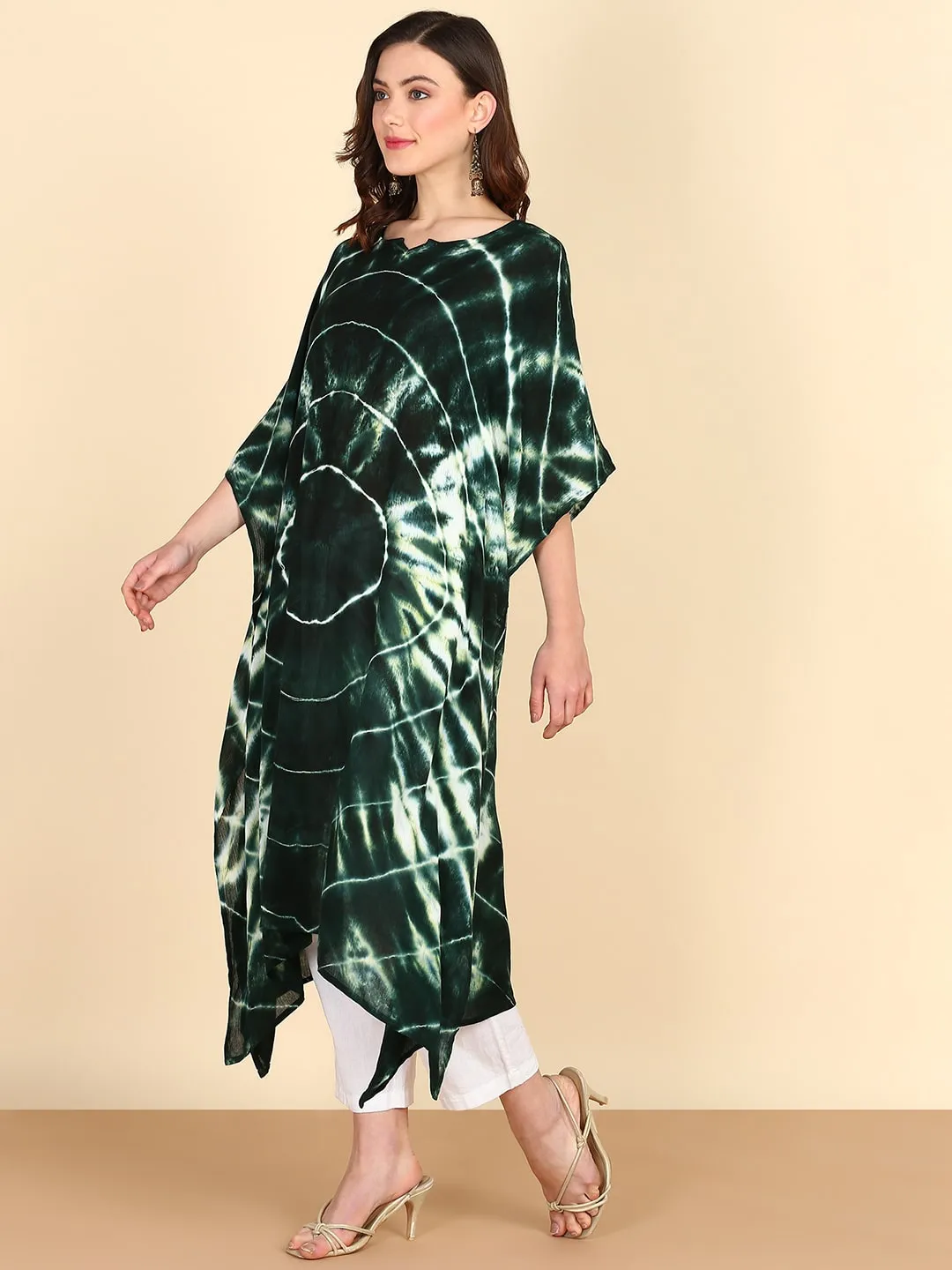 Rayon Tie Dye Multicolour Kaftan kurta