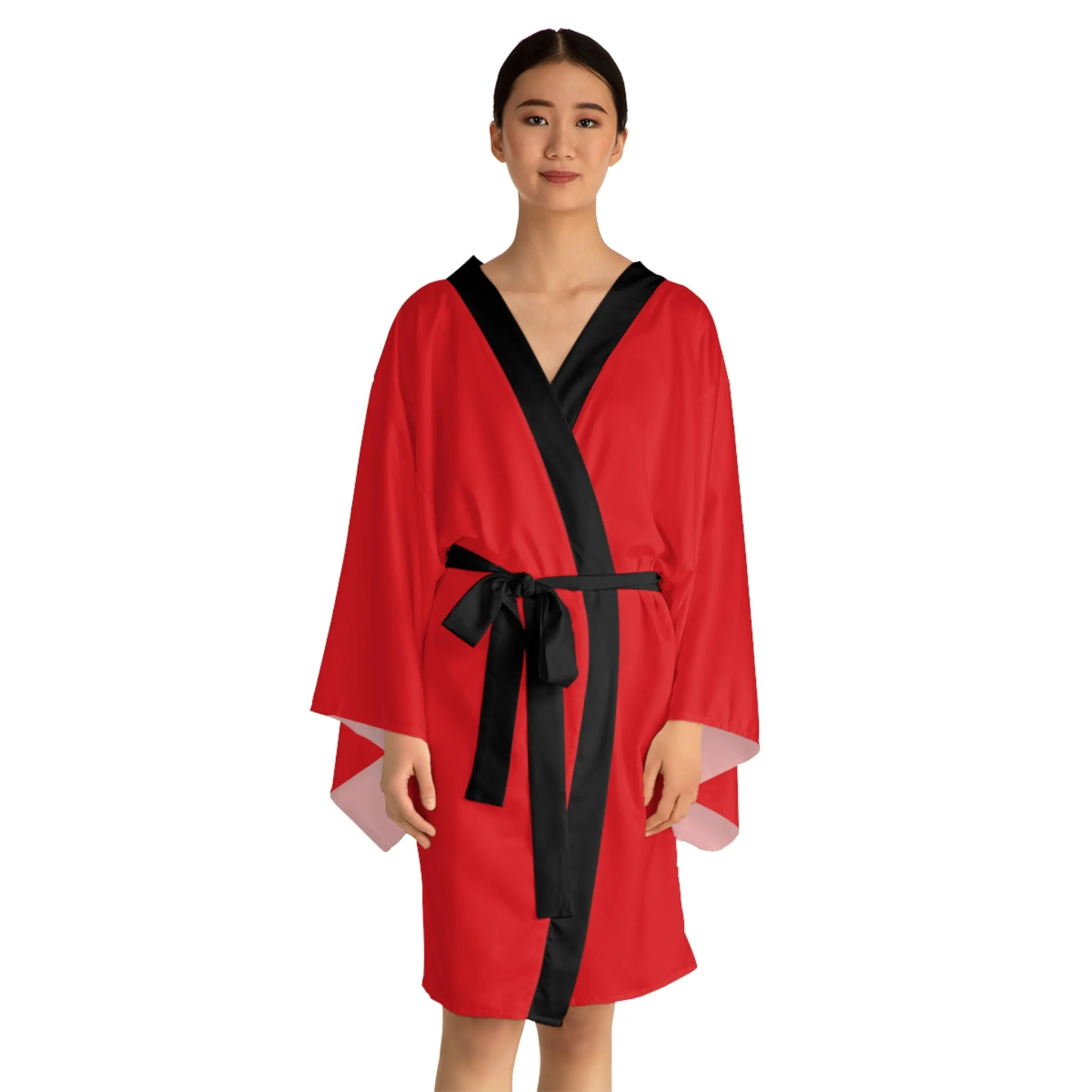 Red Long Sleeve Kimono Robe