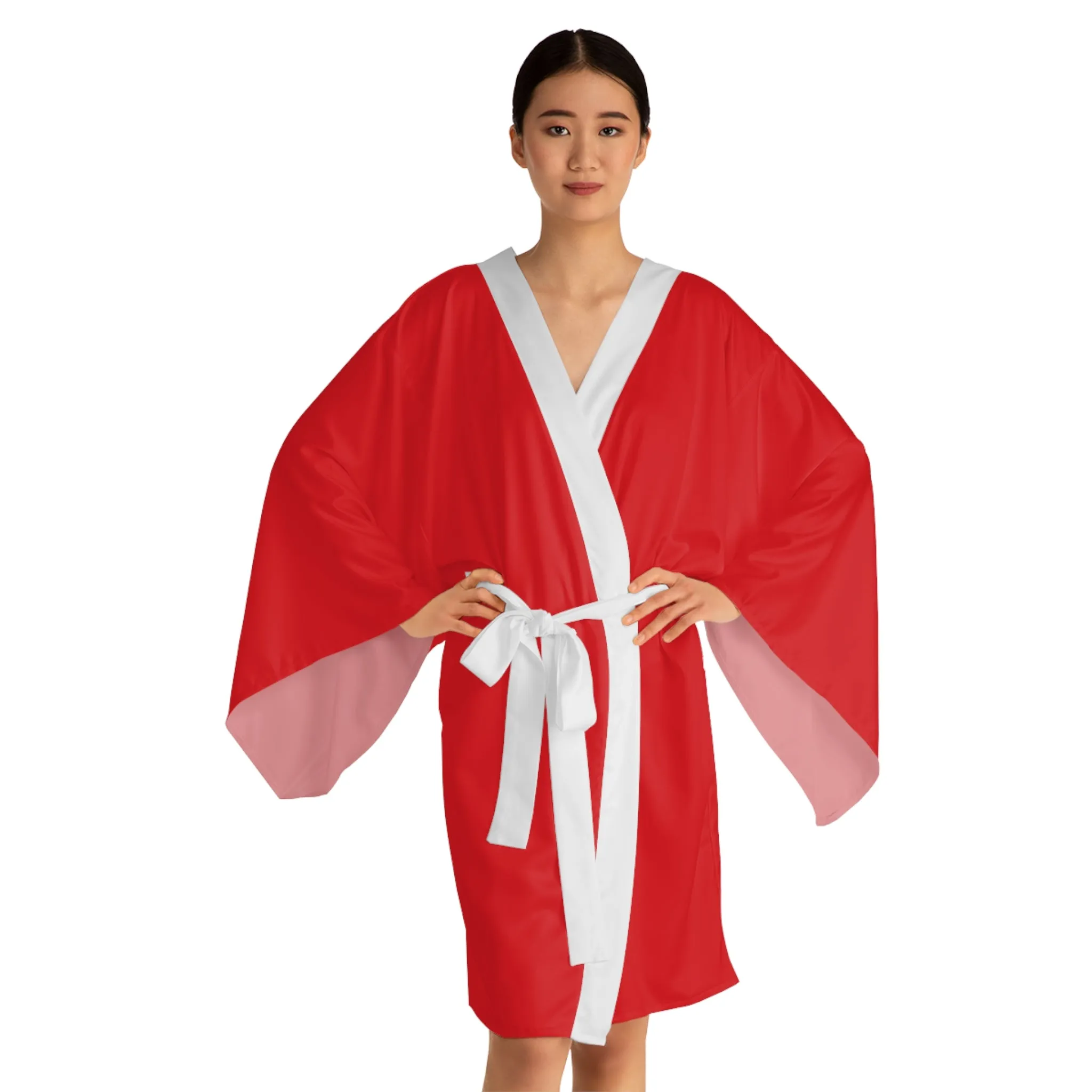 Red Long Sleeve Kimono Robe