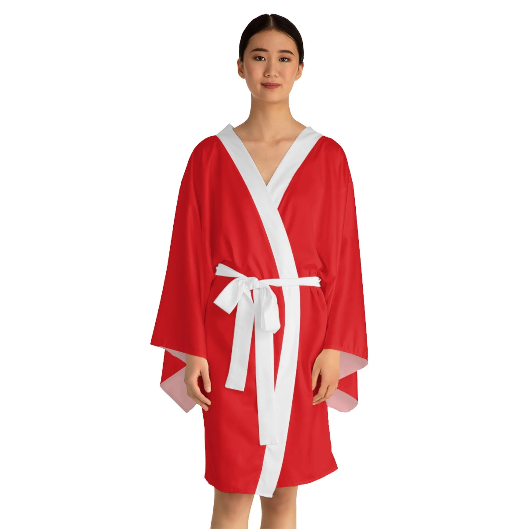 Red Long Sleeve Kimono Robe