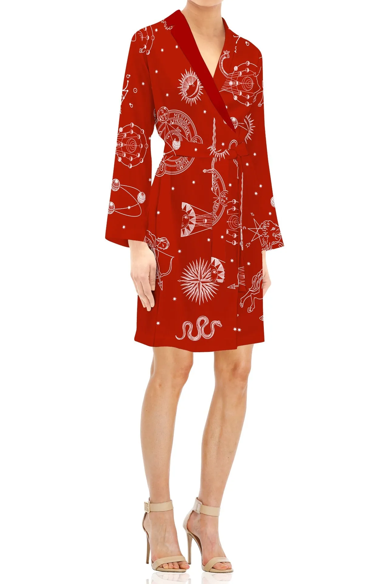 Red Short Silk Robes For Women