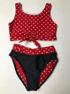 RED/WHITE DOT KNOT BIKINI