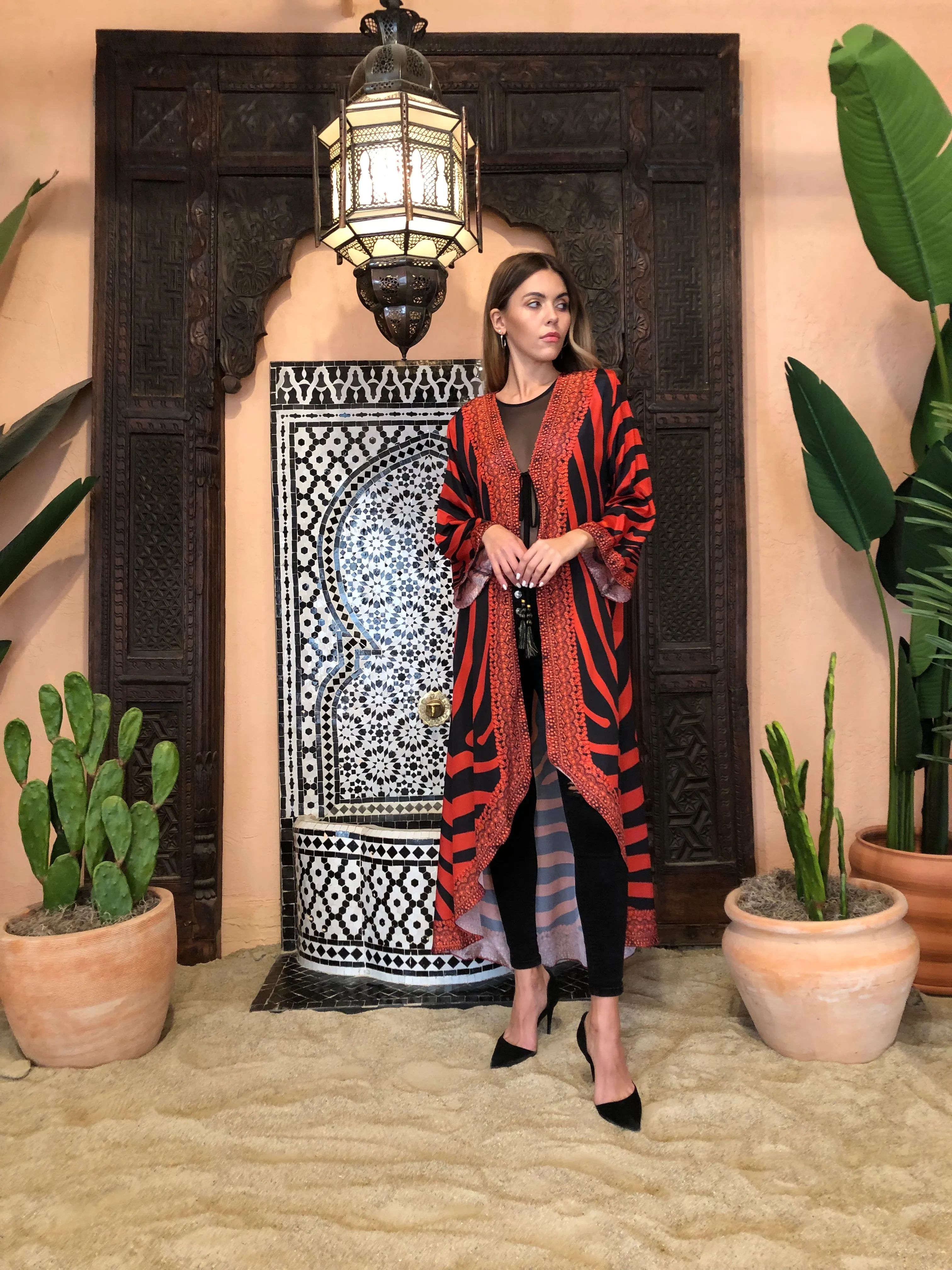 Regal Zebra - Long Curved Robe