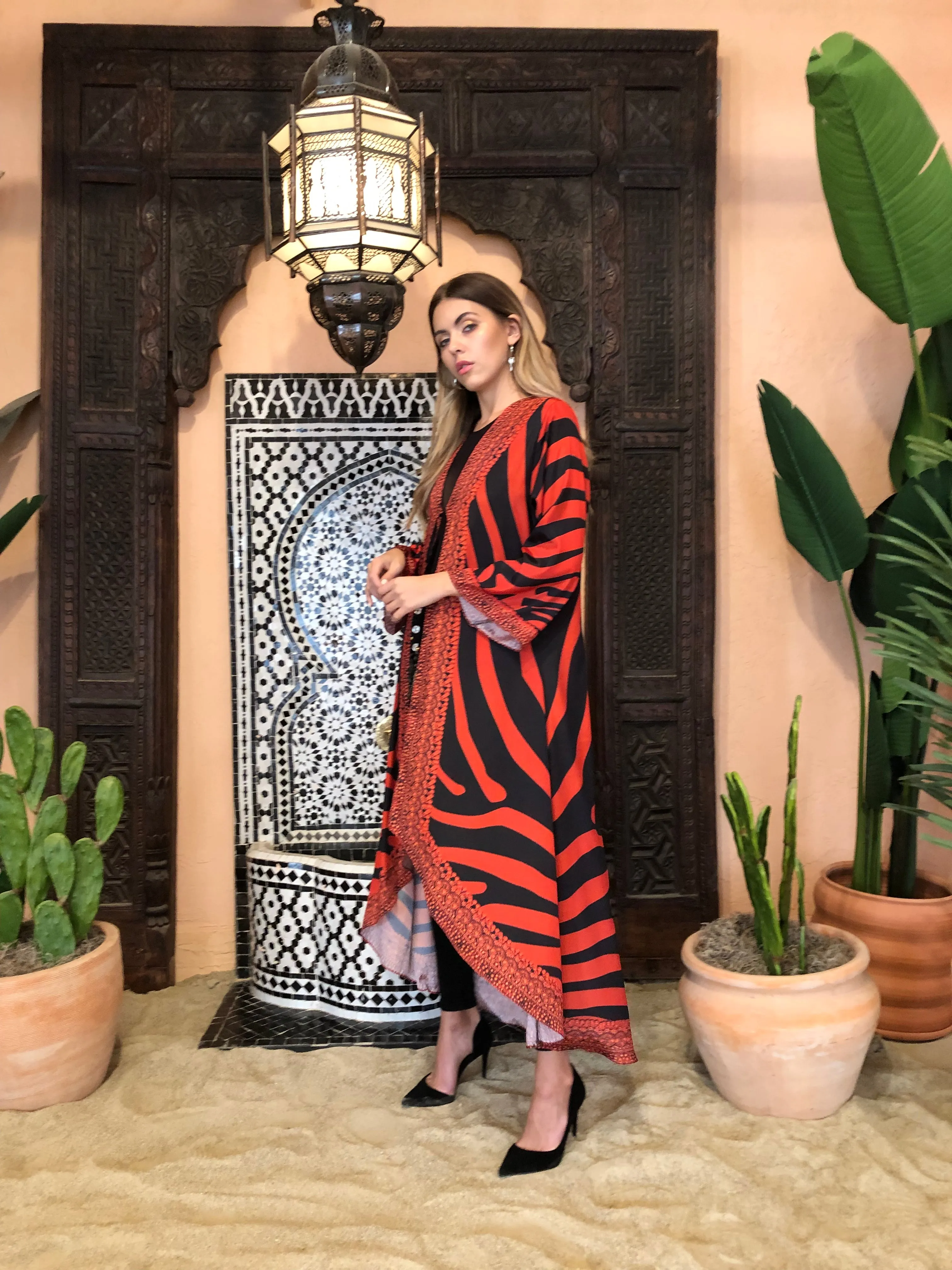 Regal Zebra - Long Curved Robe