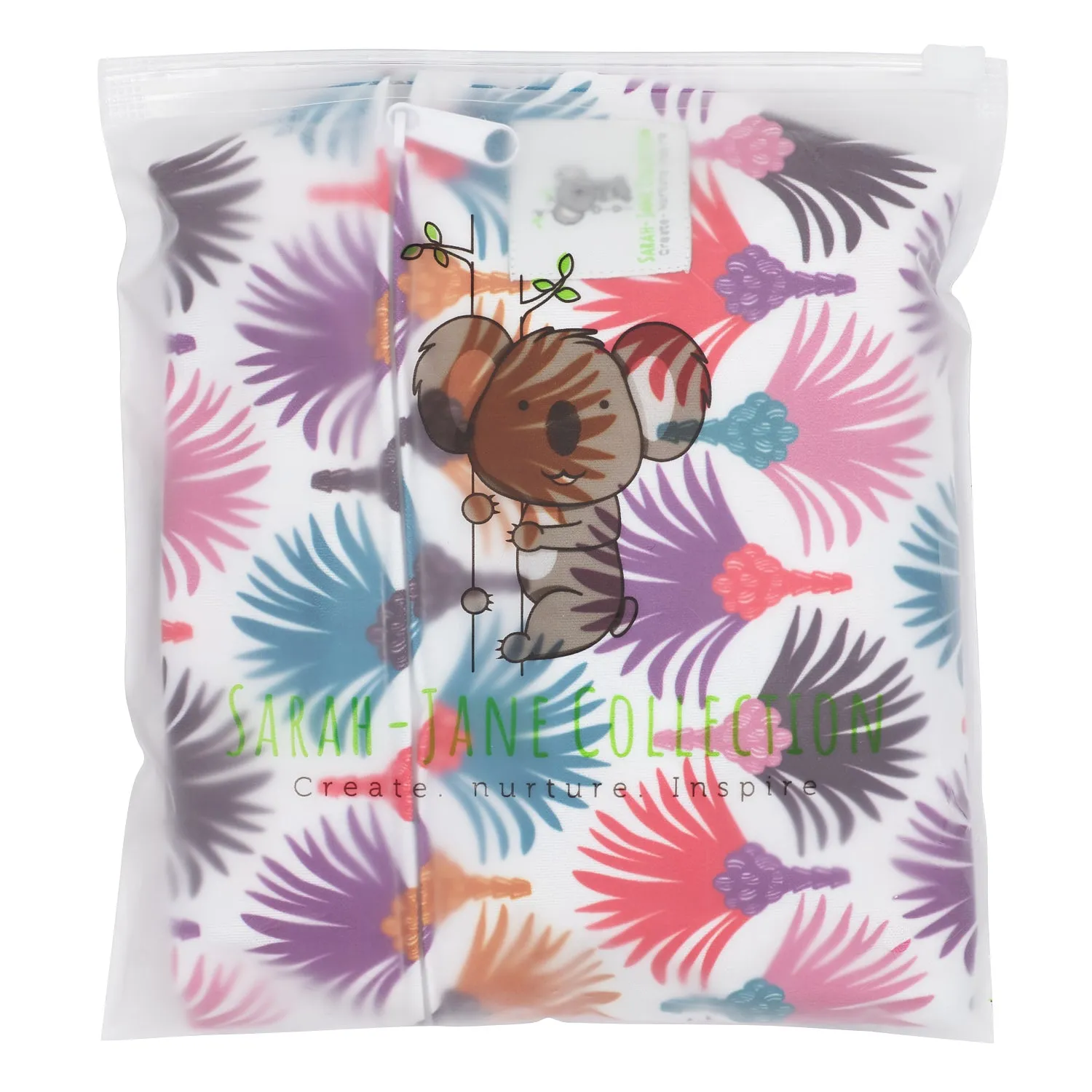 Reusable Swim Nappy & Waterproof Wet Bag- Carnival Feather