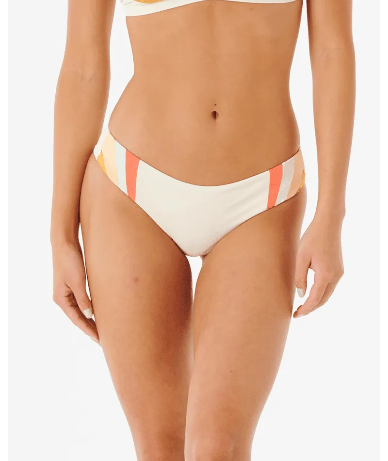 RIP CURL Women's Day Break Multi Cheeky Coverage Bikini Bottom Cream