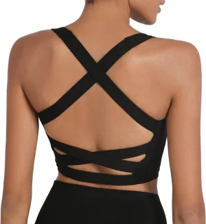 romansong Strappy Yoga Sports Bras for Women Padded Criss-Cross Back Tank Tops