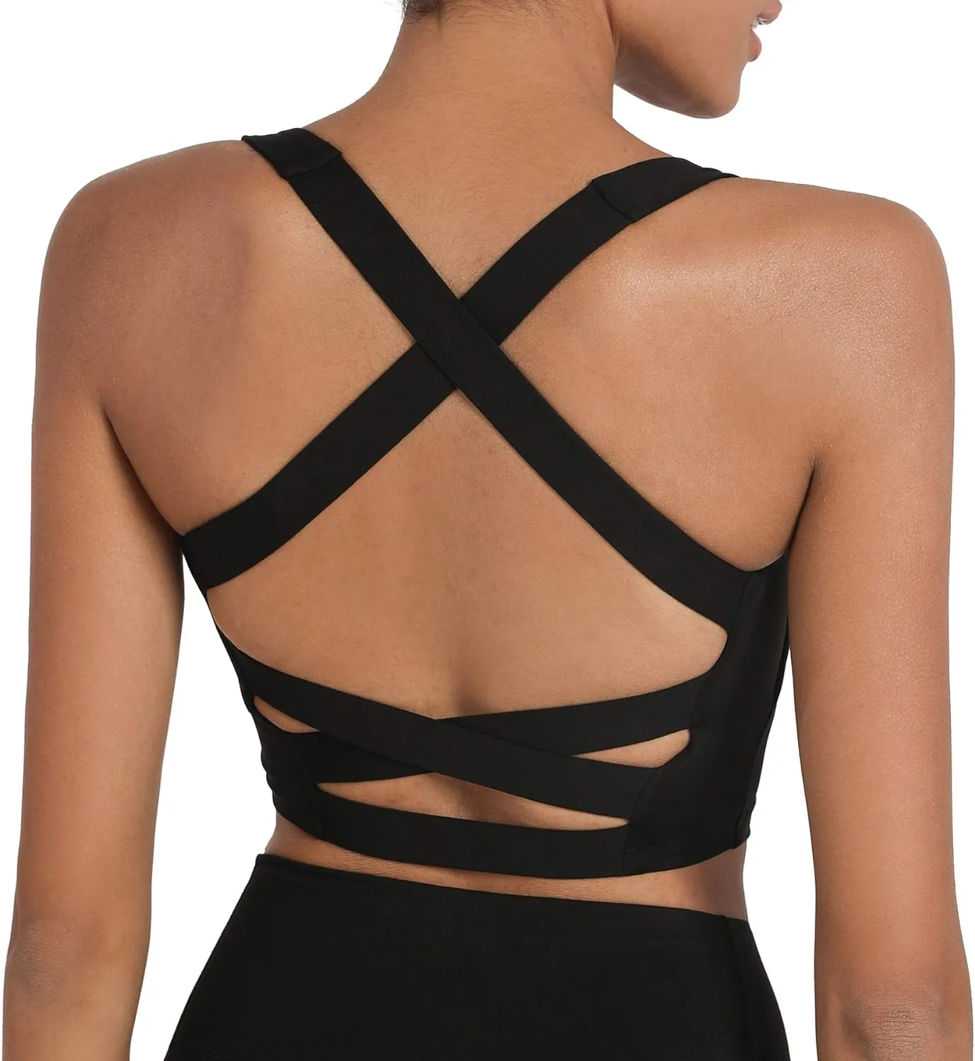 romansong Strappy Yoga Sports Bras for Women Padded Criss-Cross Back Tank Tops