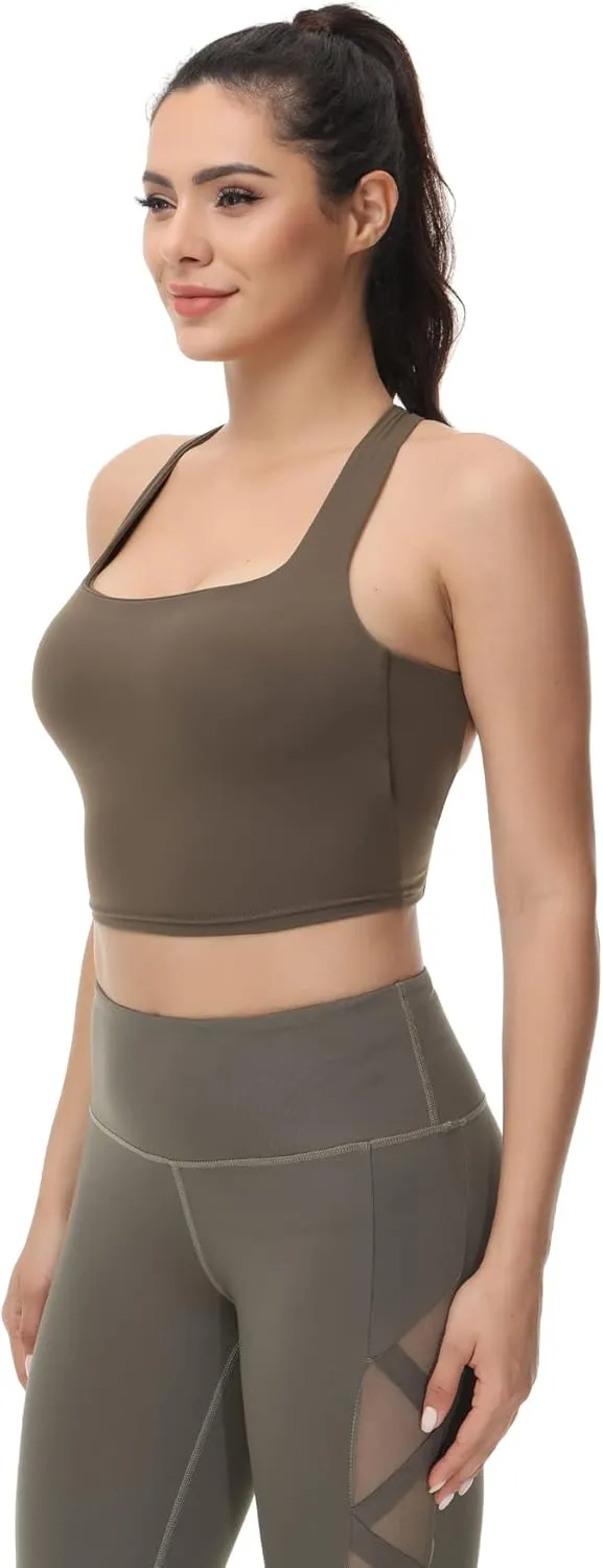 romansong Strappy Yoga Sports Bras for Women Padded Criss-Cross Back Tank Tops