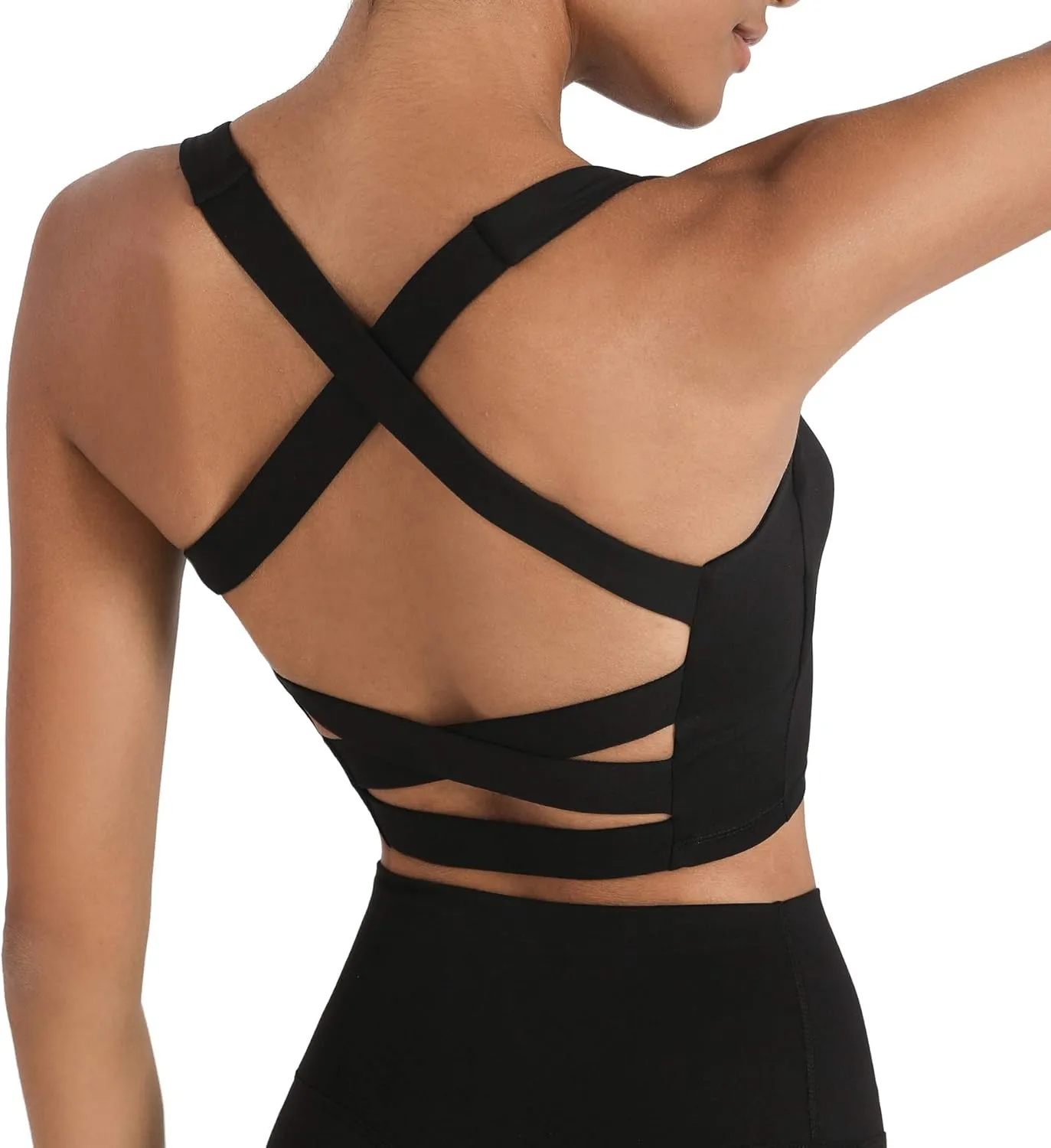 romansong Strappy Yoga Sports Bras for Women Padded Criss-Cross Back Tank Tops