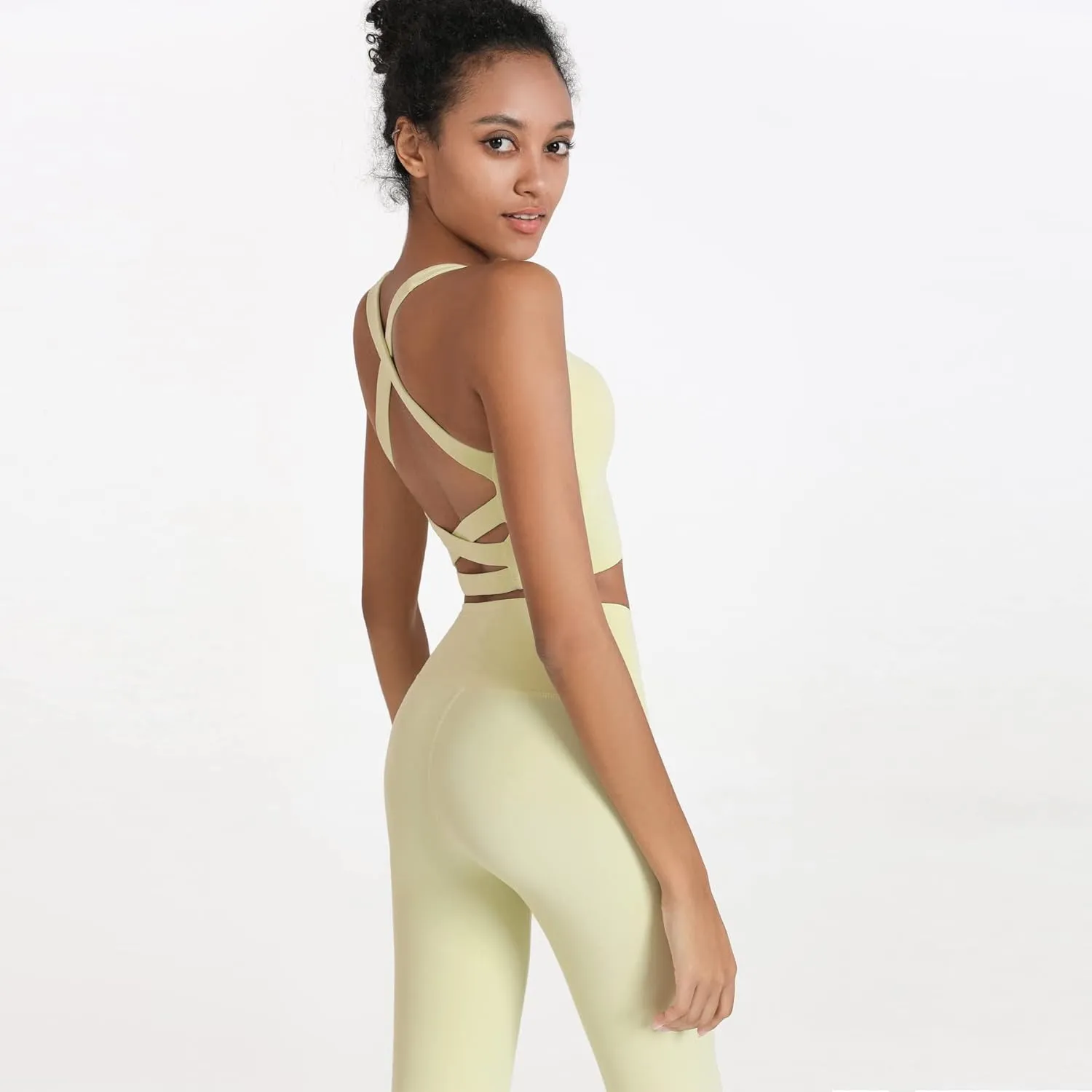 romansong Strappy Yoga Sports Bras for Women Padded Criss-Cross Back Tank Tops