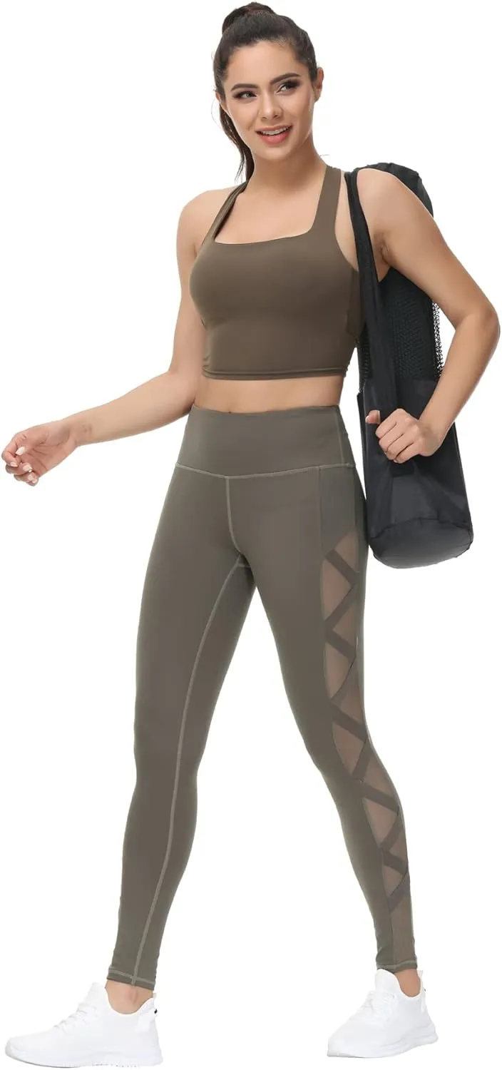 romansong Strappy Yoga Sports Bras for Women Padded Criss-Cross Back Tank Tops