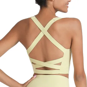 romansong Strappy Yoga Sports Bras for Women Padded Criss-Cross Back Tank Tops
