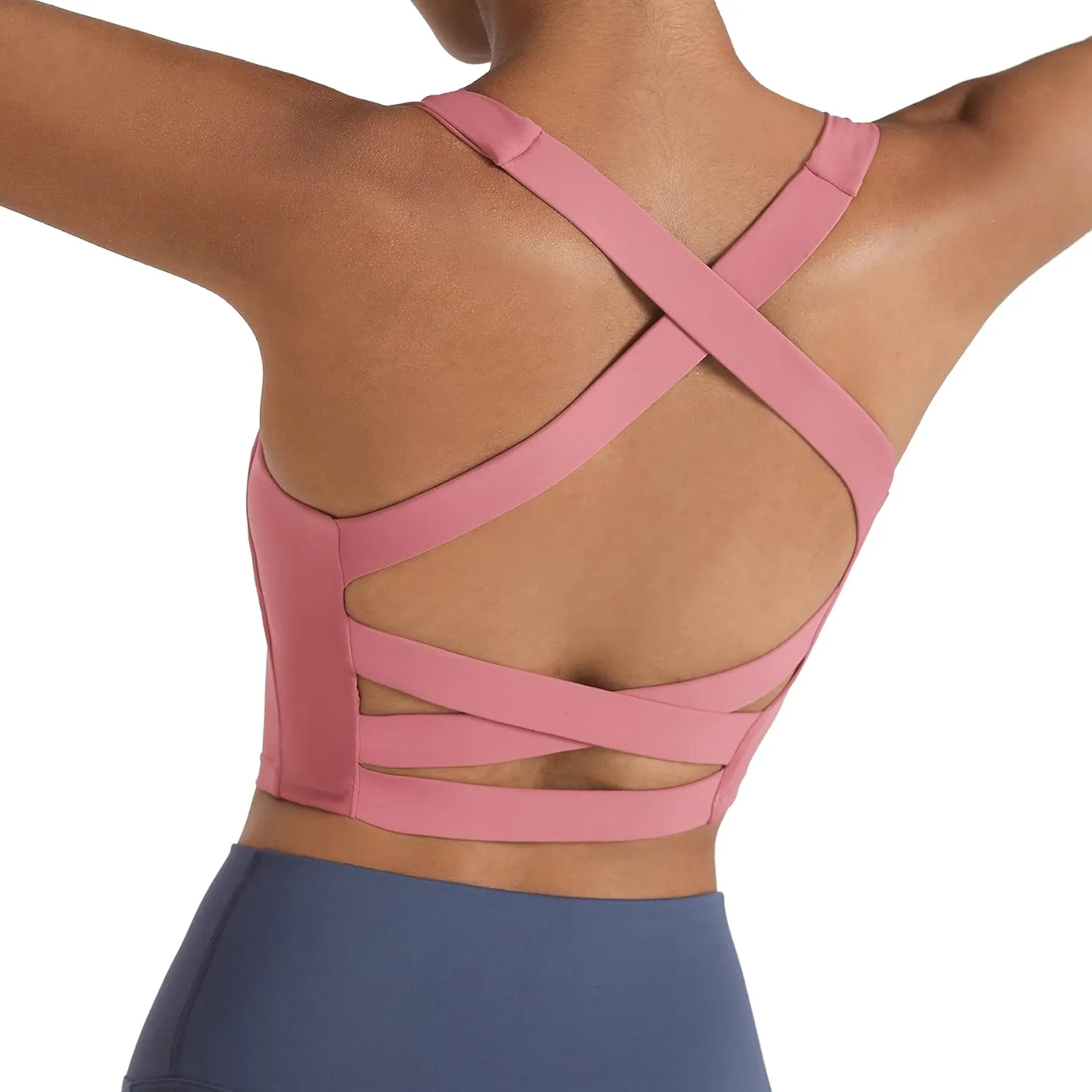 romansong Strappy Yoga Sports Bras for Women Padded Criss-Cross Back Tank Tops