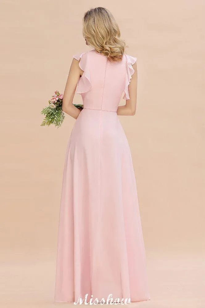 Romantic Sleeveless aline Bridesmaid Dress Garden Floor Length Simple Wedding Dress
