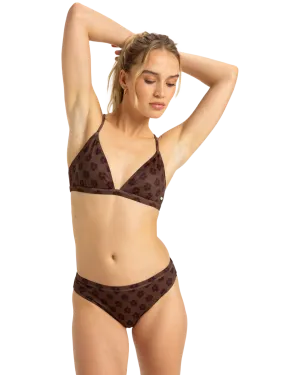 Roxy Pro The Snap Cheeky Bikini Bottoms in Chocolate Plum Polkabiscus
