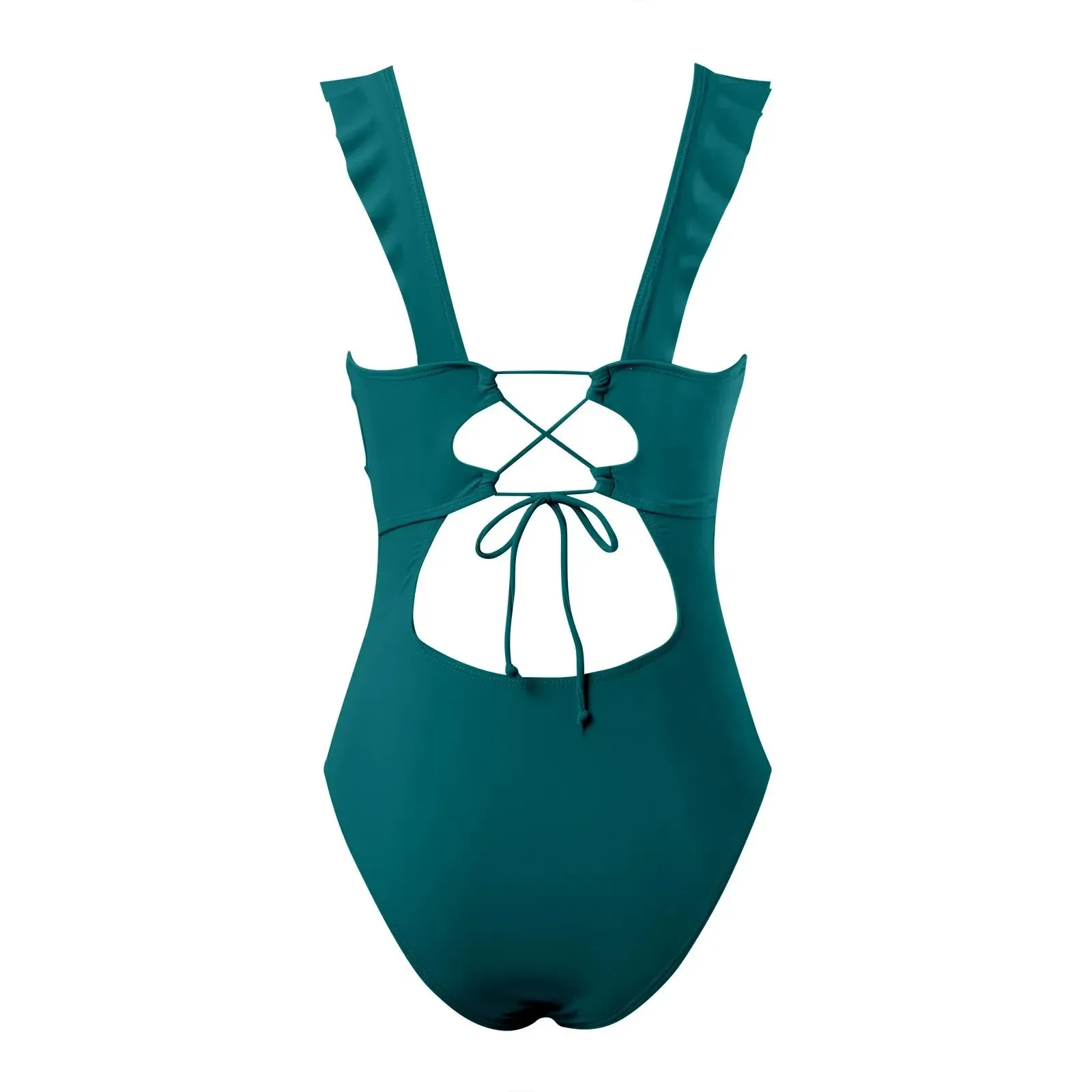 Ruffle V-Neck One-Piece Swimsuit for Beach Days