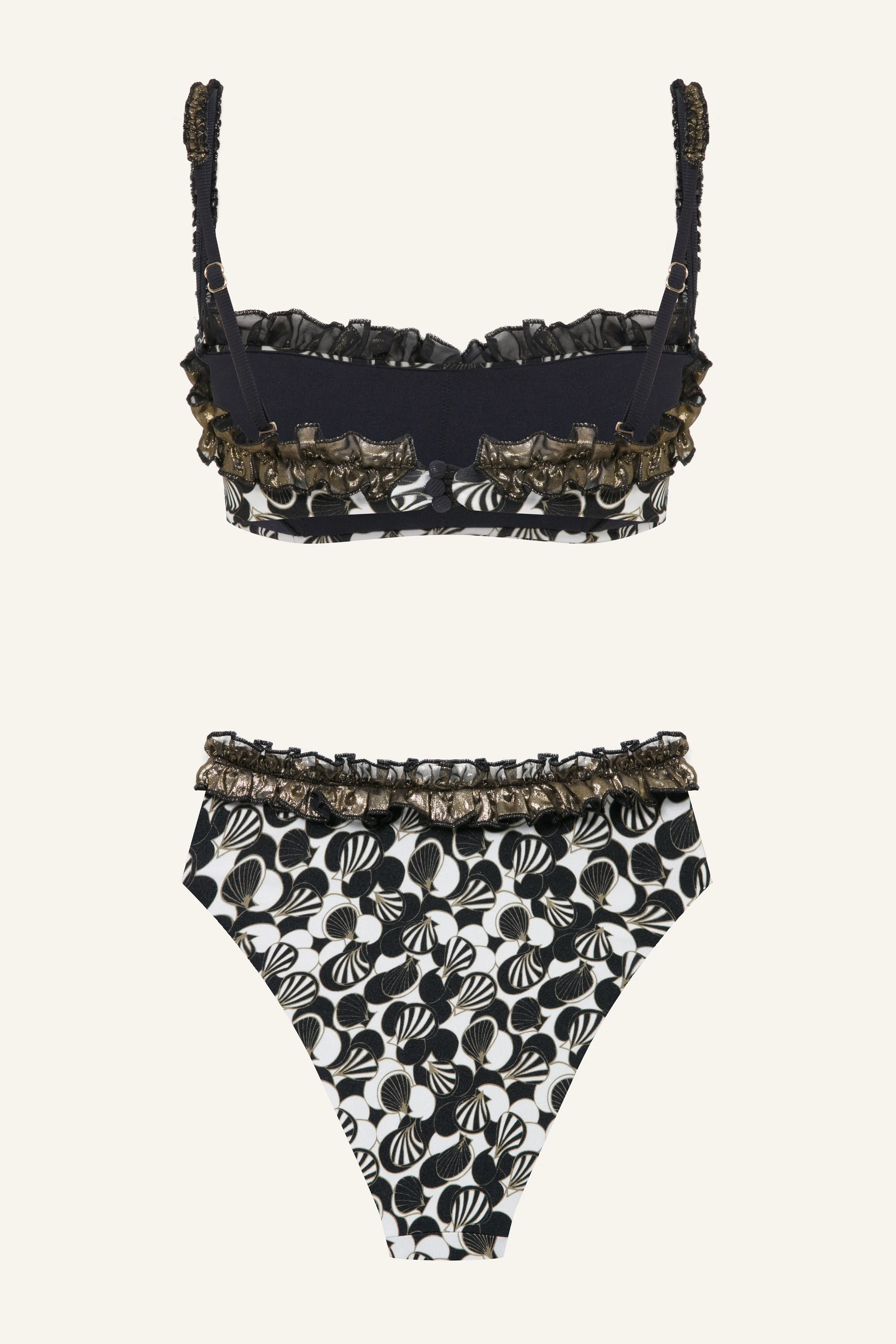 RUFFLED SEASHELL-PRINT STRAPLESS BIKINI