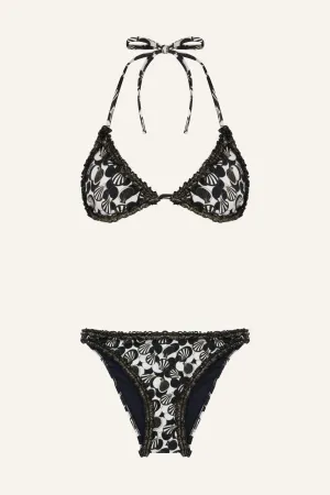 RUFFLED SEASHELL-PRINT TRIANGLE BIKINI