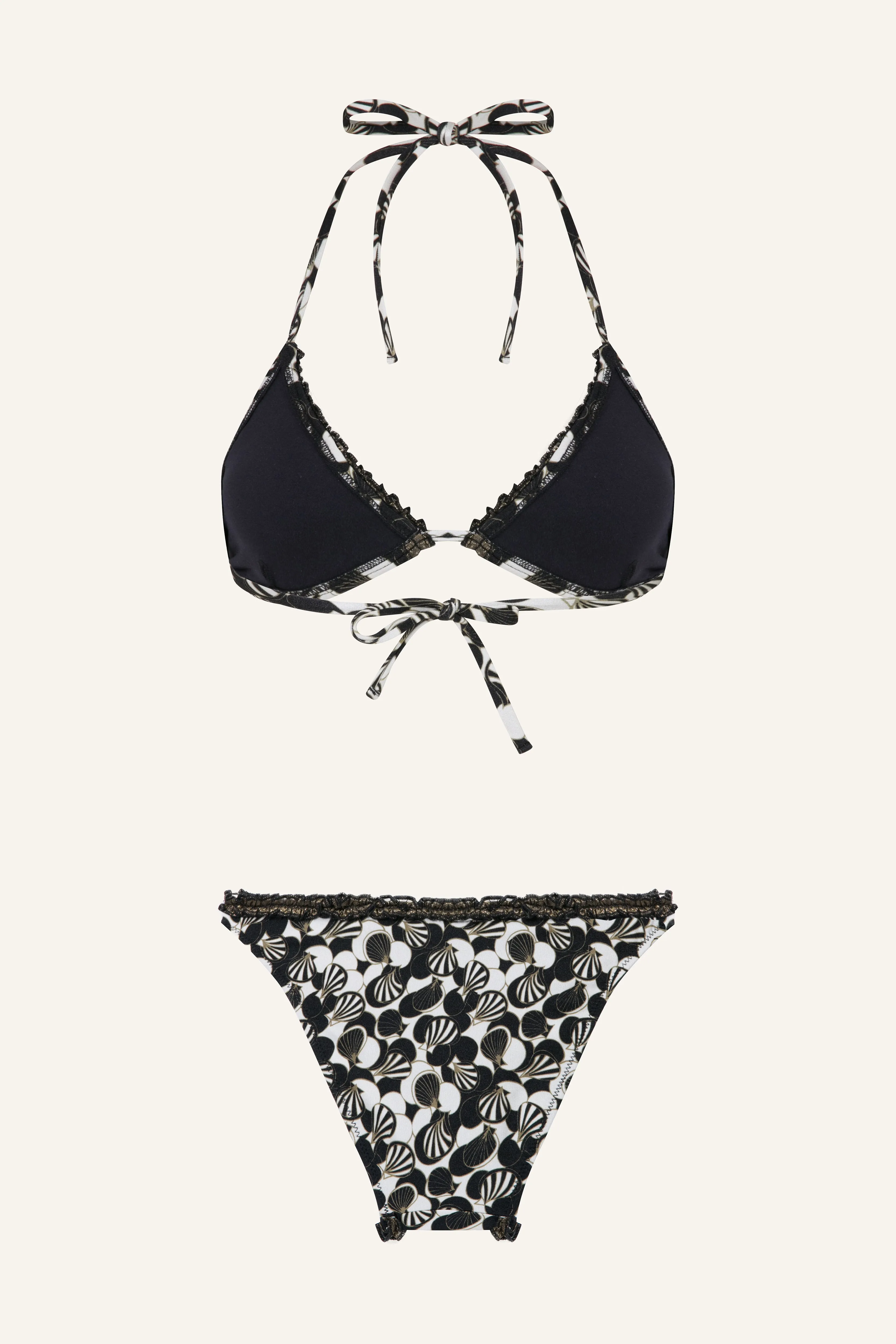 RUFFLED SEASHELL-PRINT TRIANGLE BIKINI
