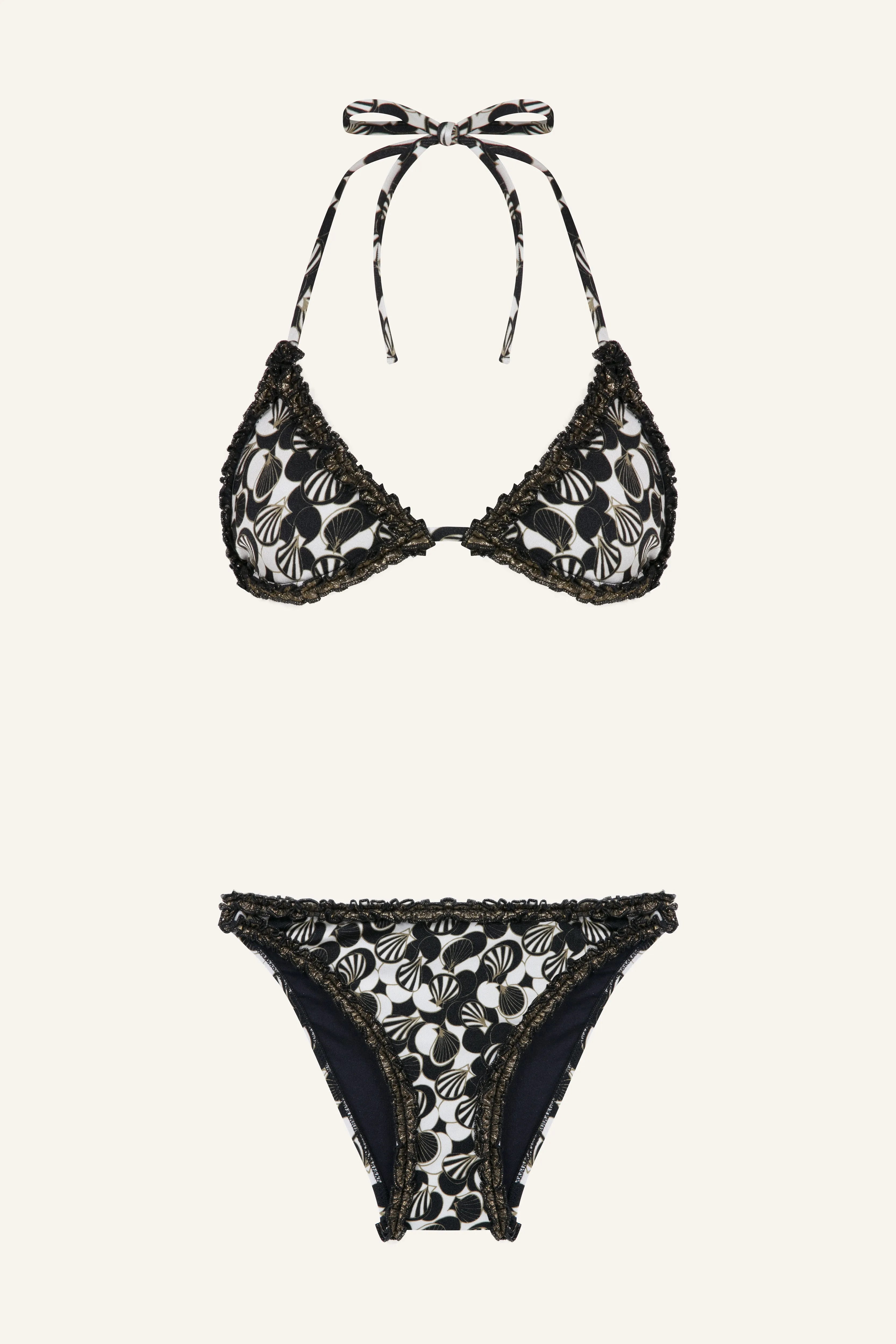 RUFFLED SEASHELL-PRINT TRIANGLE BIKINI