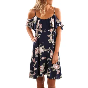 Ruffles Off Shoulder Beach Dress