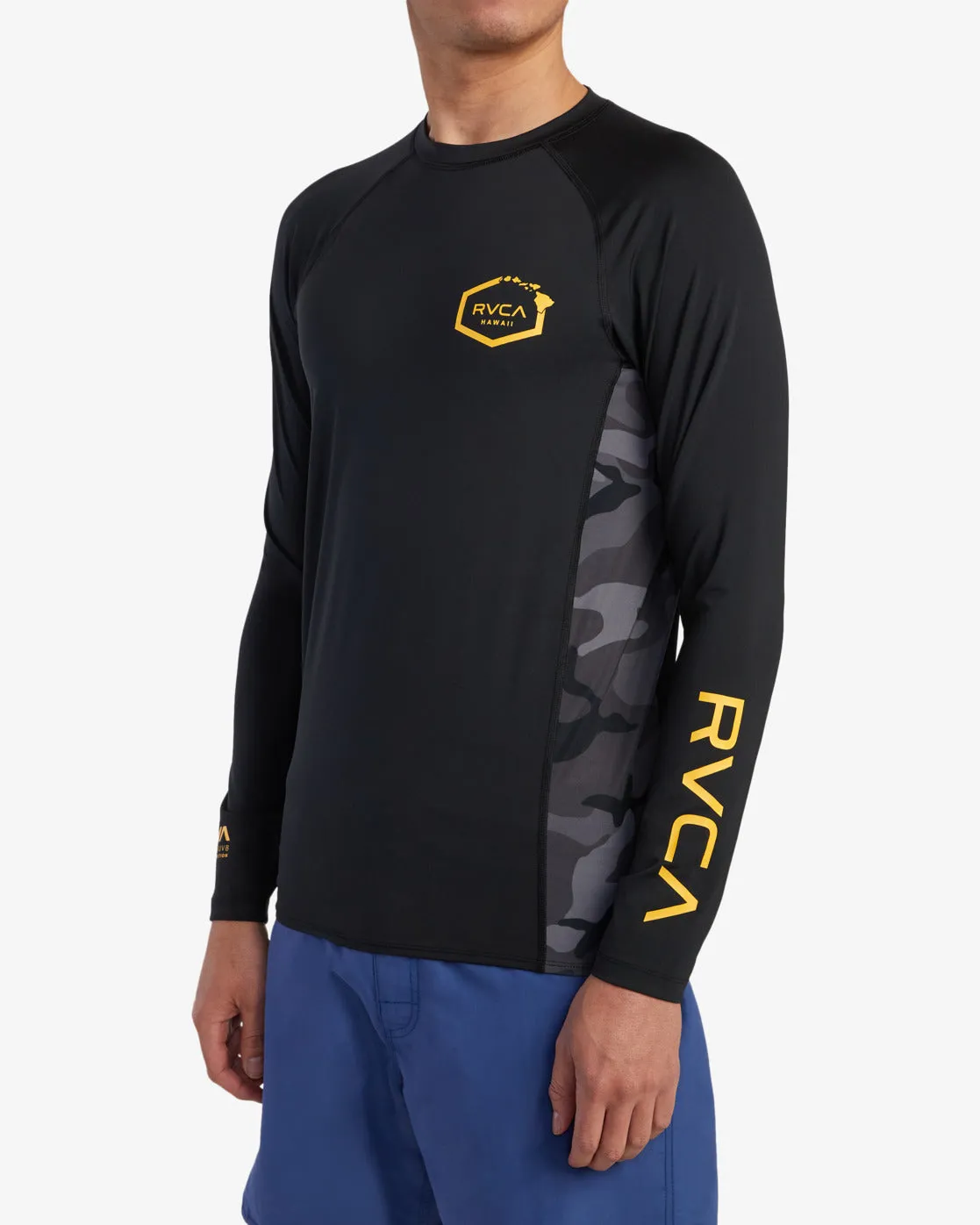 RVCA ISLAND HEX LONG SLEEVE RASHGUARD - BKC