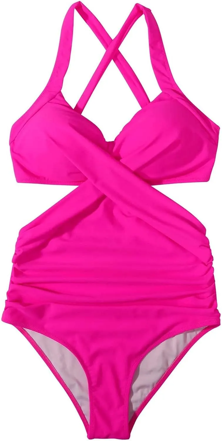 Rvidbe Athletic 1 Piece Swimsuits for Women Training Sport Tummy Control Bathing Suits Sexy Bikinis For Women