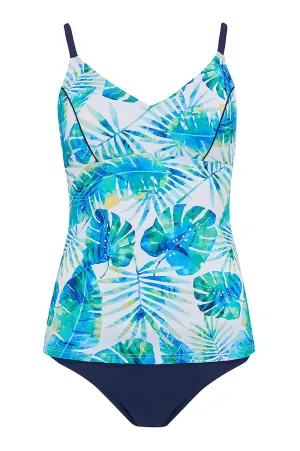 *SALE* Mastectomy Swimsuit 'Palm Beach V-Neck Tankini Set' Navy/Aqua