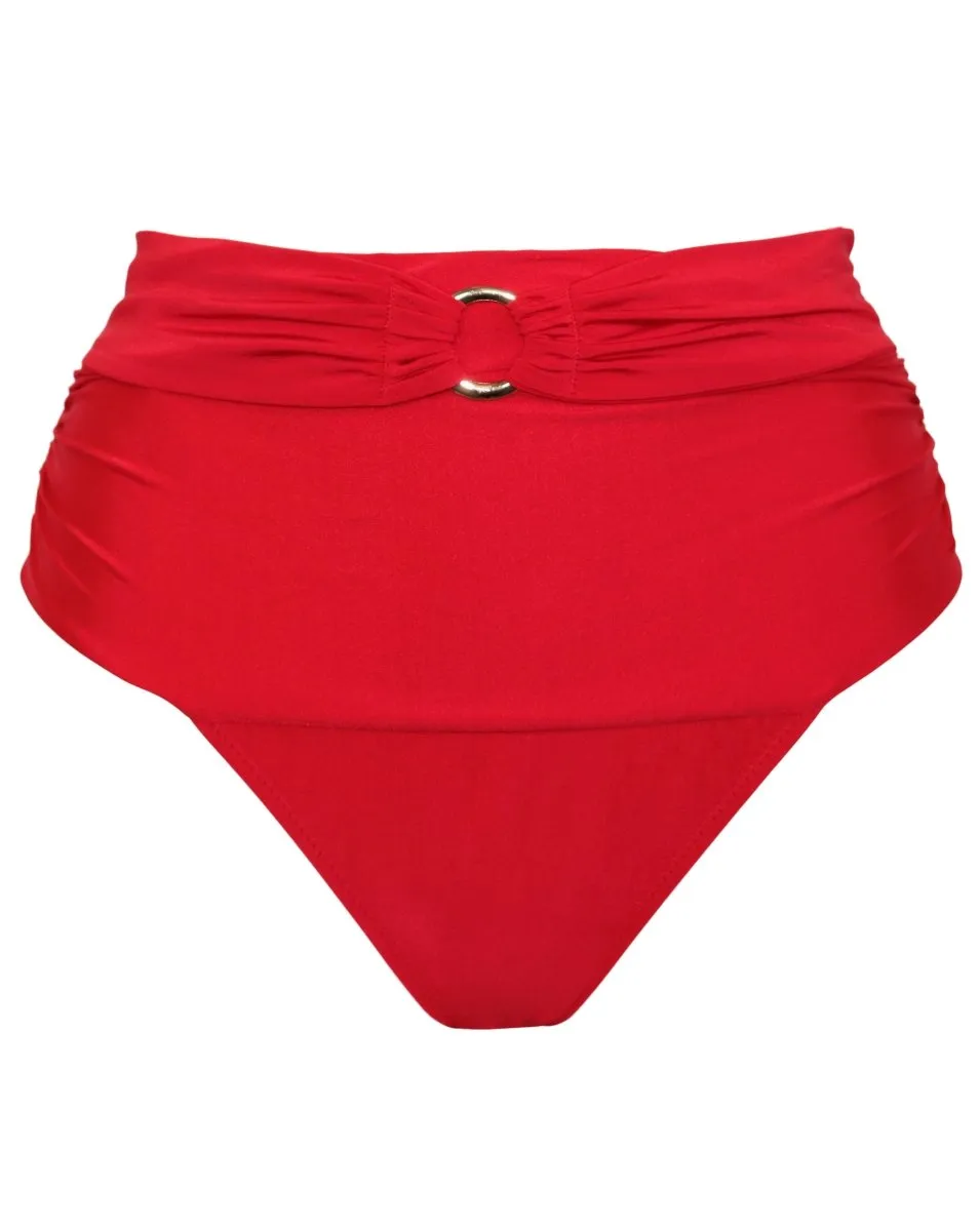 Samoa High Waist Control Swim Brief Red- 20915