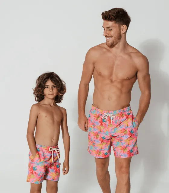 Sandbar - Boys Swim Shorts - Pink Palm