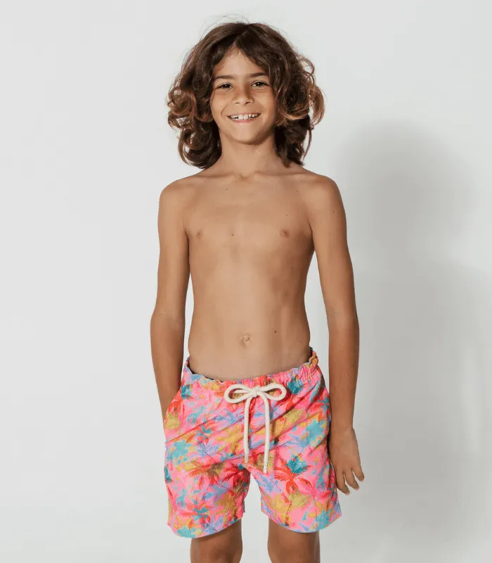 Sandbar - Boys Swim Shorts - Pink Palm