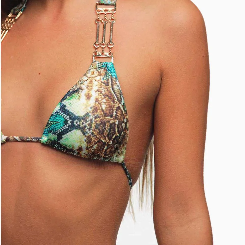 Sanke Print Backless Sexy Summer Beach Swimwear