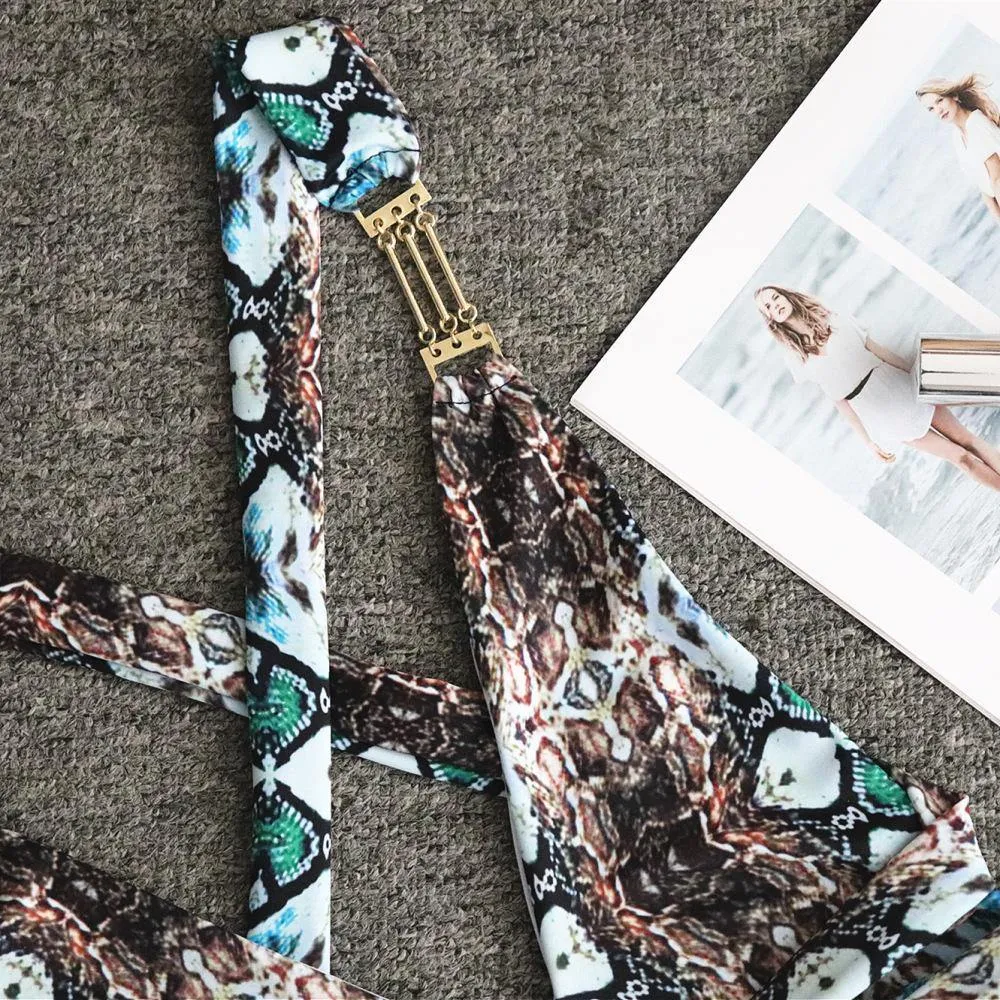 Sanke Print Backless Sexy Summer Beach Swimwear