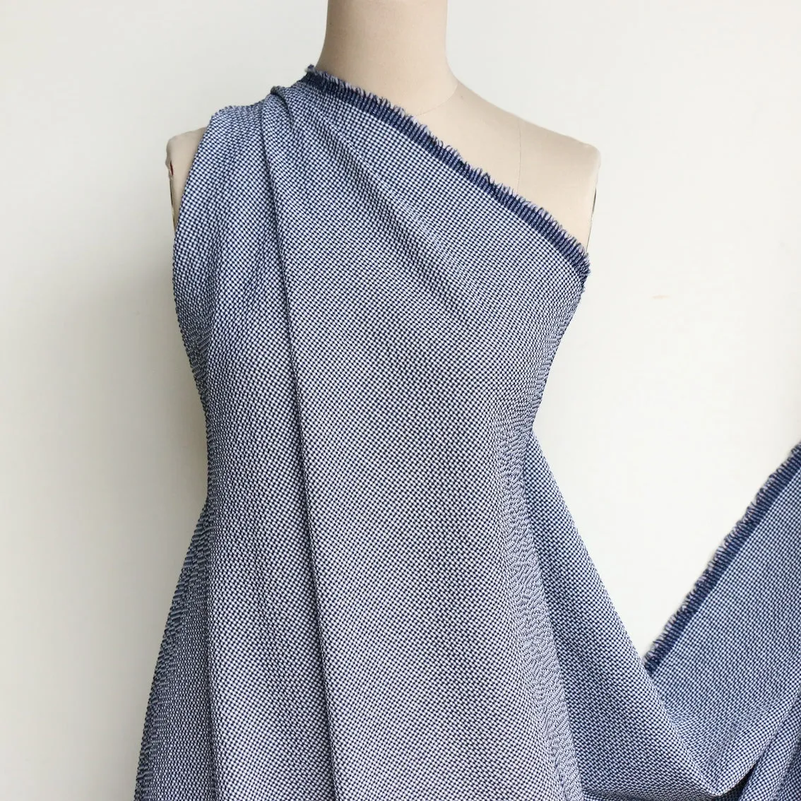 Sara Navy Wool Seersucker