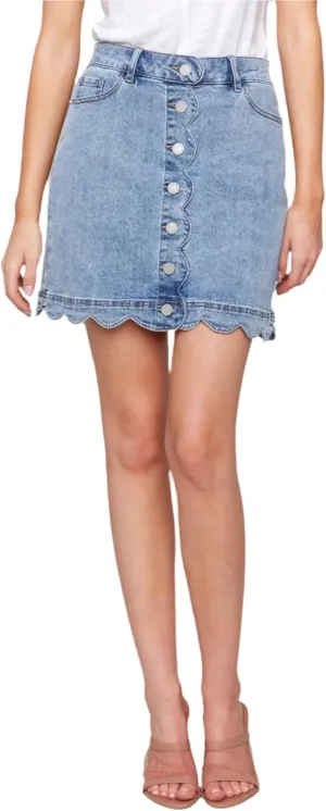 Scalloped Hem Button-Front Denim Skorts Style 7079