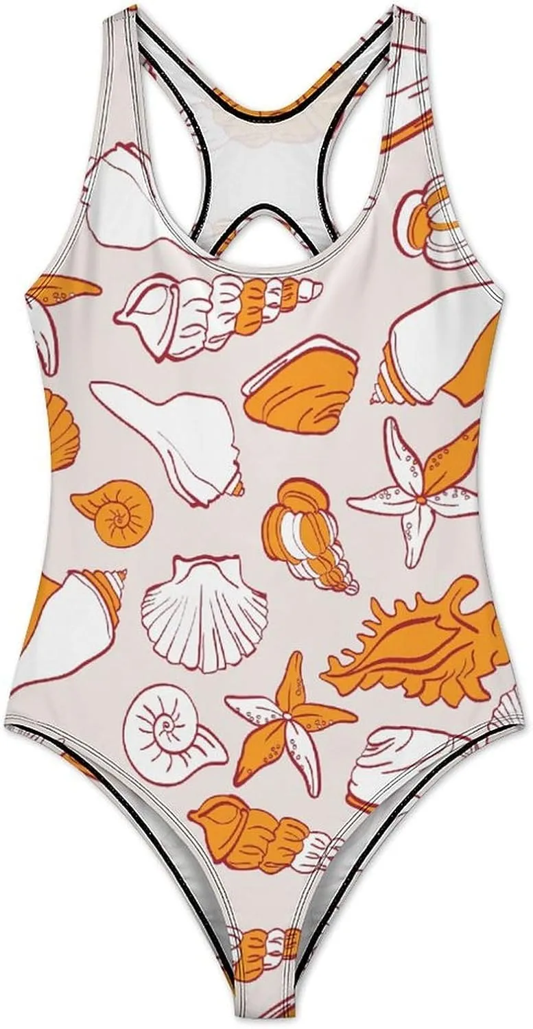 Sea Beach Conches Womens 1 Piece Bathing Suits Halter Scoop Neck Fashion Tummy Control Swimwears
