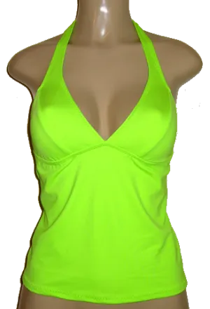 Seamed Halter Tankini Top. Women's Halter Tankini Swimsuit Tops