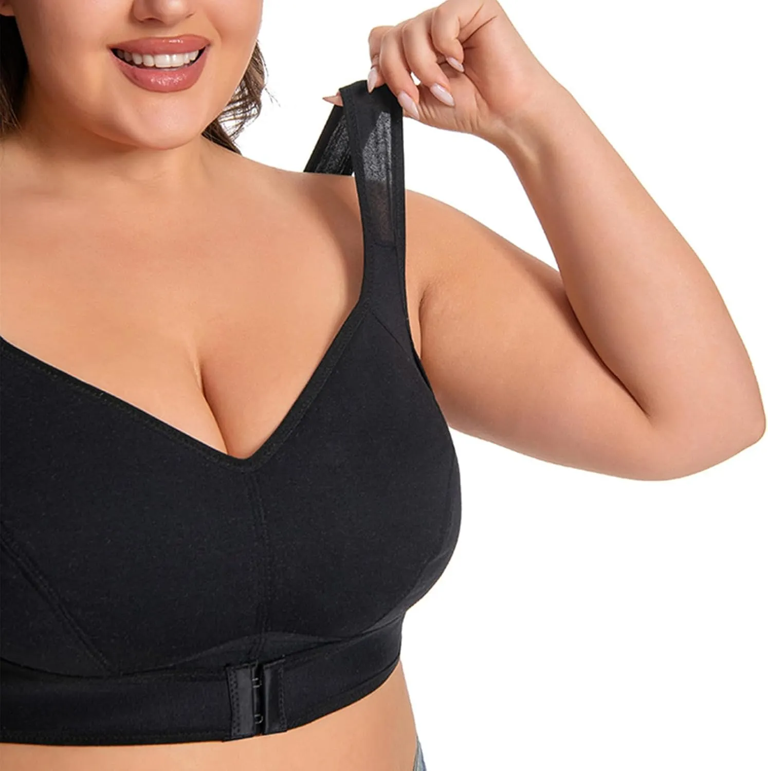 Seamless Bra for Women Front Buckle No Underwire Breathable Push Up Bralette Full-Coverage Support Posture Bra Plus Size