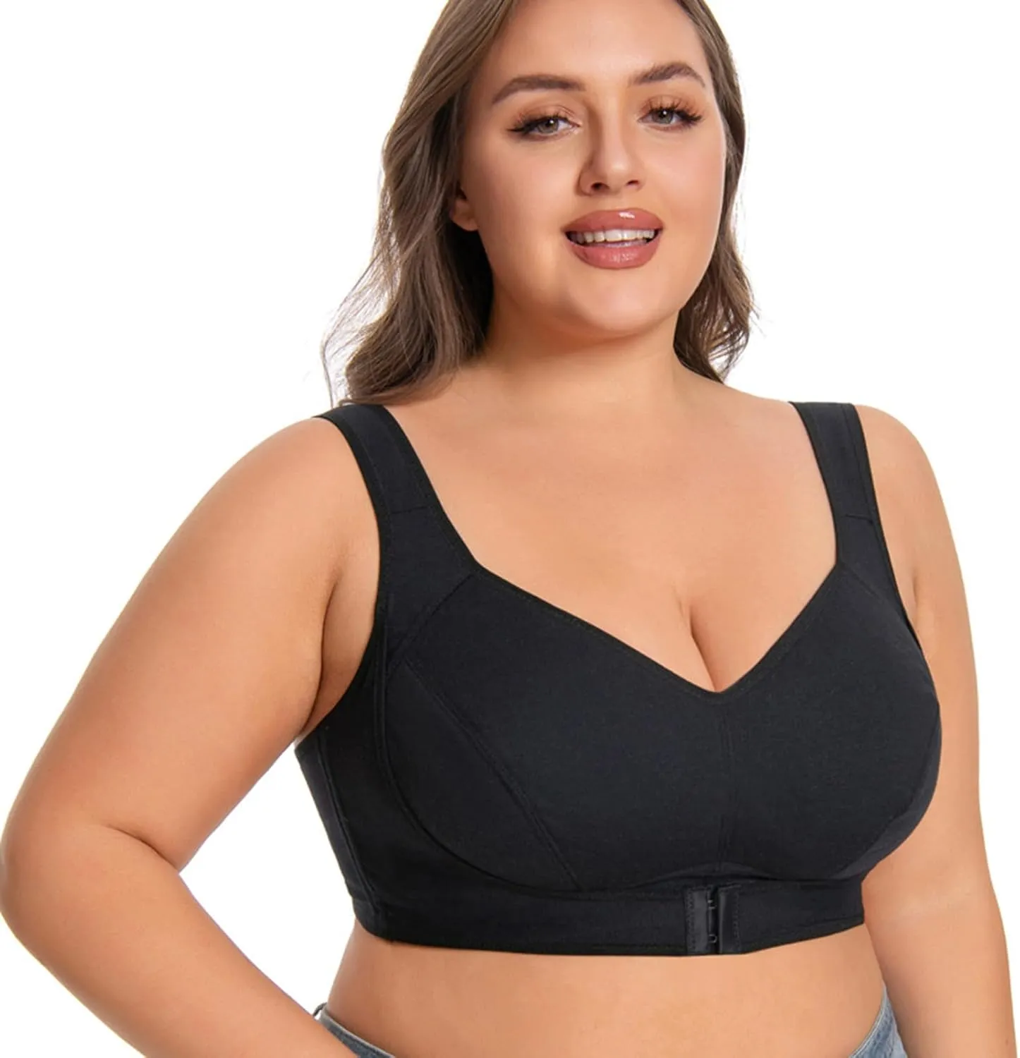 Seamless Bra for Women Front Buckle No Underwire Breathable Push Up Bralette Full-Coverage Support Posture Bra Plus Size