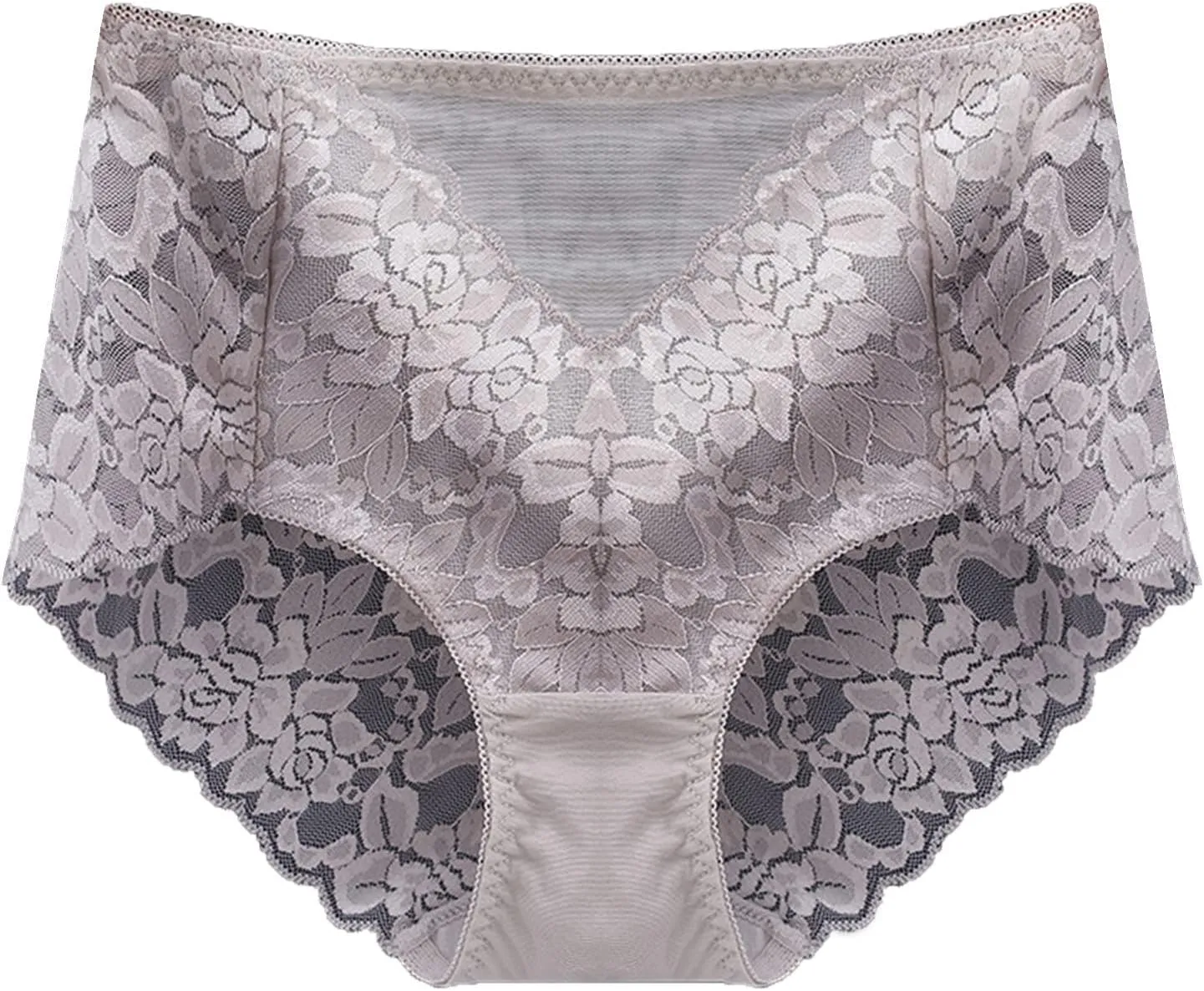 Seamless Lace Underwear for Women Floral Sexy Soft Panties Tummy Control Scalloped Breathable Thongs High Waisted High Waist