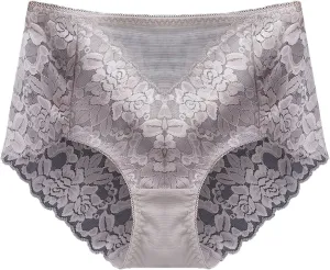 Seamless Lace Underwear for Women Floral Sexy Soft Panties Tummy Control Scalloped Breathable Thongs High Waisted High Waist