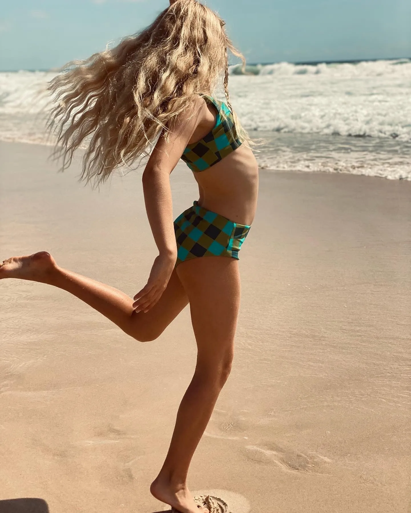 Seaside Gingham Sea Moss - Two Piece Swimsuit