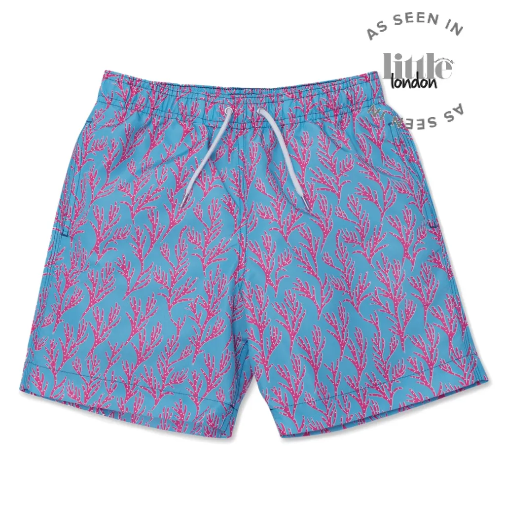 Seaweed Swim Shorts - Bright Blue/Coral Pink