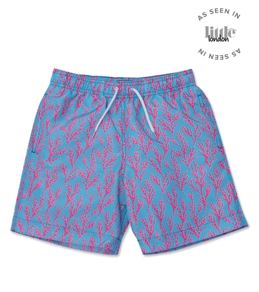 Seaweed Swim Shorts - Bright Blue/Coral Pink