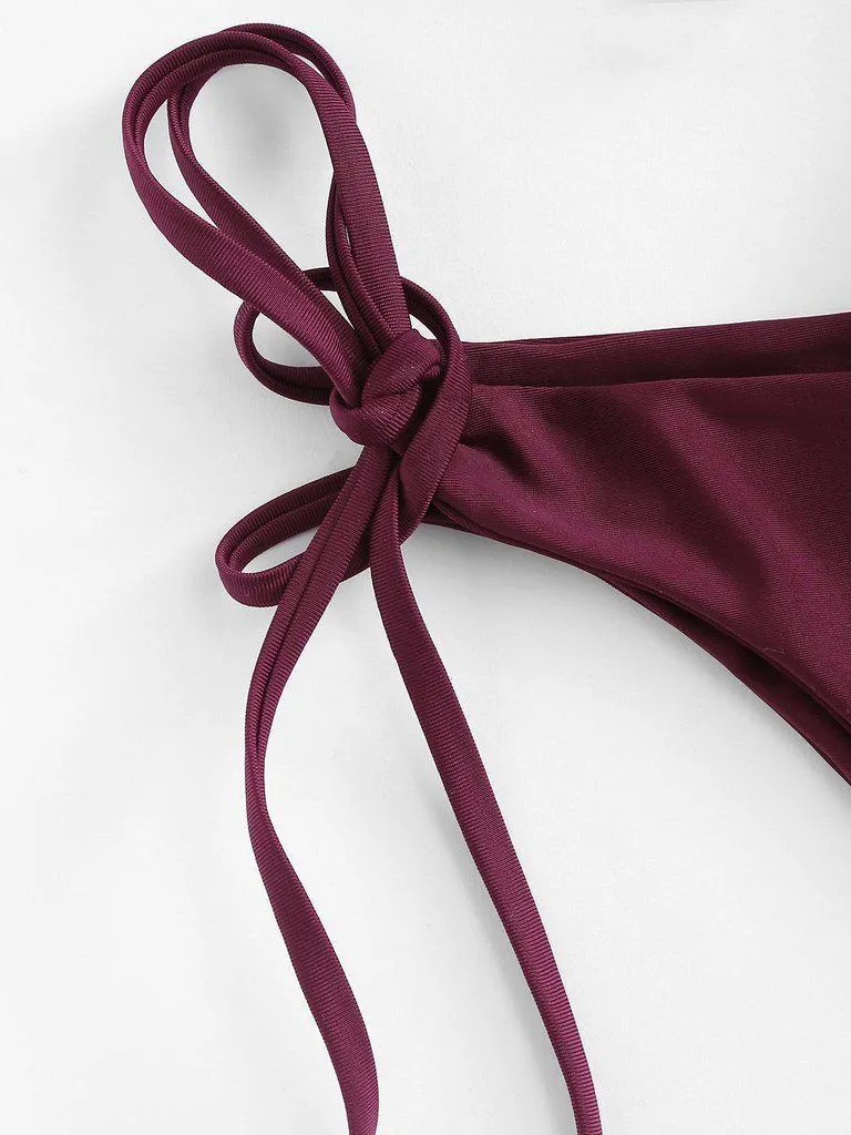 Self Tie Halterneck Strappy Bikini Set