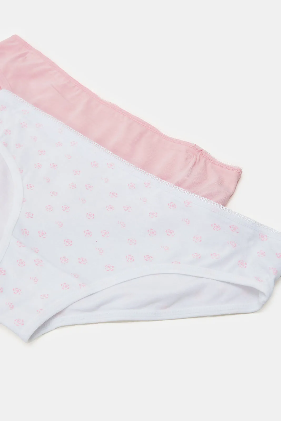 Senior Girls Pink And White Floral Print Brief (Pack of 2)